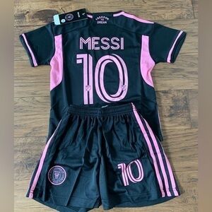 Messi Kids Soccer XL Size 30 Age 12-14 Jersey kit Miami Black Pink - Ships Today